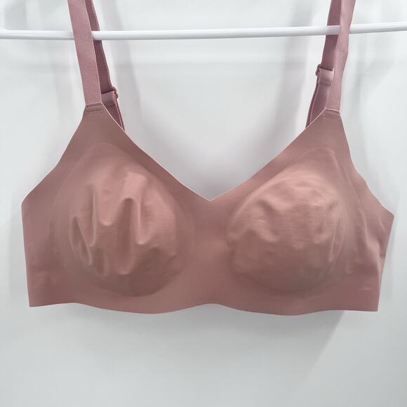 Knix Thin Strap Padded V Neck Wireless Bra Pink Ginger Size 2 - Picture 4 of 7